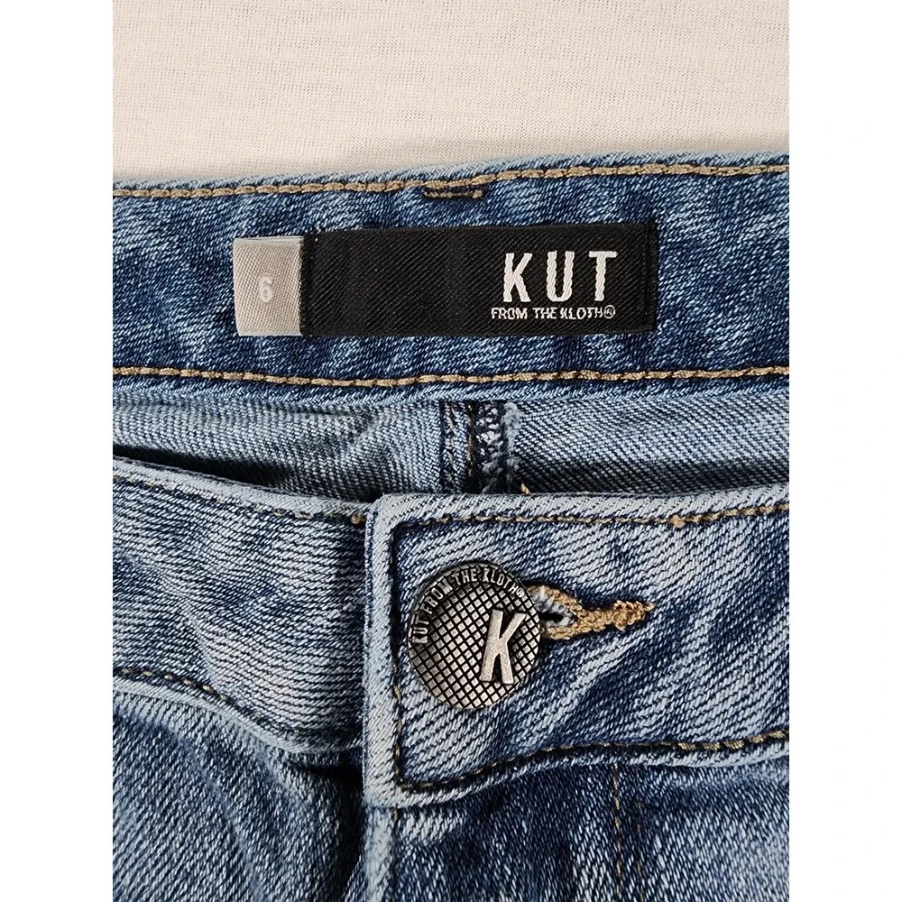 Kut from the Kloth Reese Crop Jeans Womens 6 Straight Ankle Distressed‎ Raw Hem
